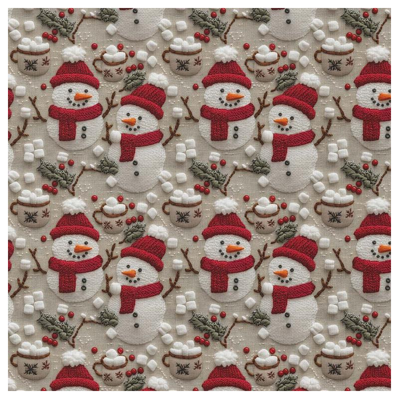 Printed Cotton MARSHMALLOW Gray / Red